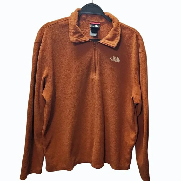 The North Face Mens Fleece Quarter Zip Pullover Large Rusty Orange - Picture 1 of 10